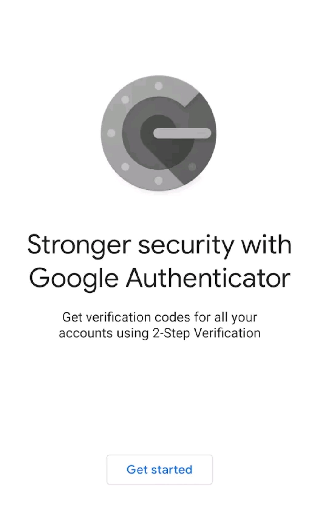 Google Authenticator first screen